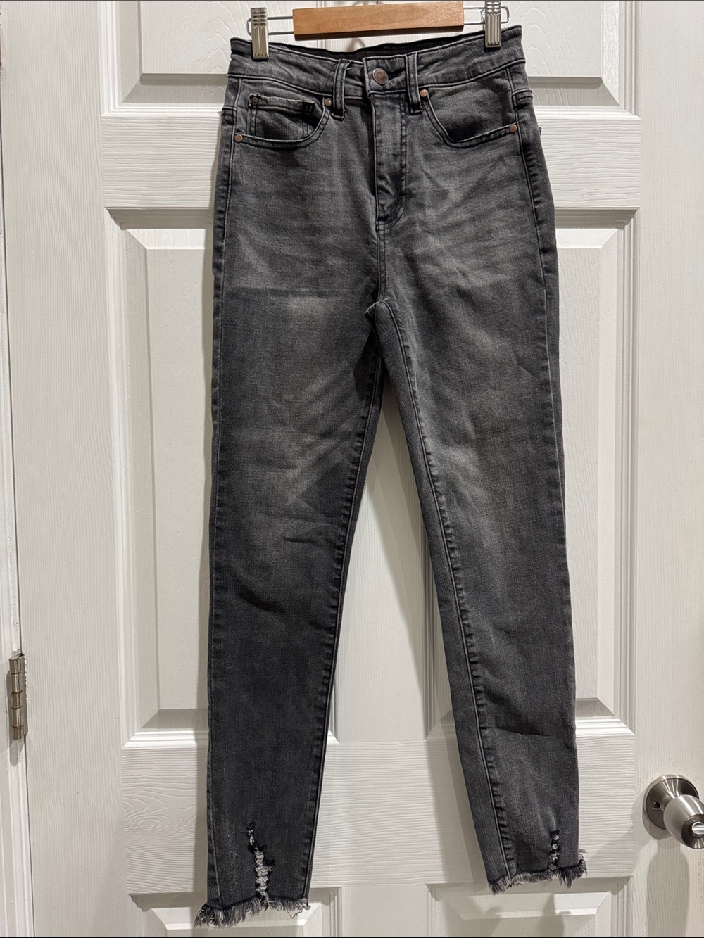 High-Rise Charcoal Gray Slim Jeans - Women's